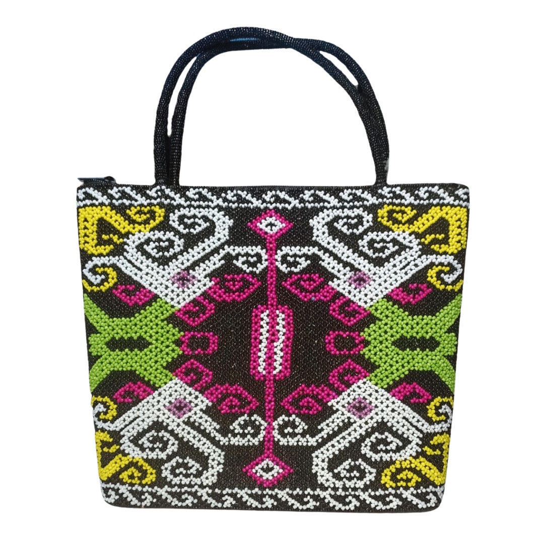 Amira beaded tote, hand-beaded Dayak craft